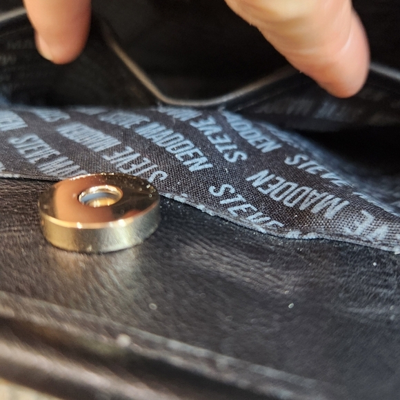 Steve Madden Structured FAUX leather Lined Tote,Black Womens OS - Picture 10 of 14